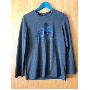 ‼️LAST CHANCE SALE‼️ ADIDAS Boys Long Sleeve Climalite Logo Tee Gray LG (14/16)